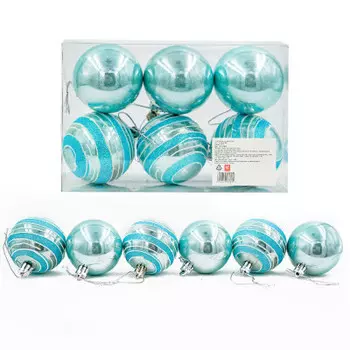 Набор ёлочных шаров Европа 6см бирюзовый 6шт sd19b-6-502