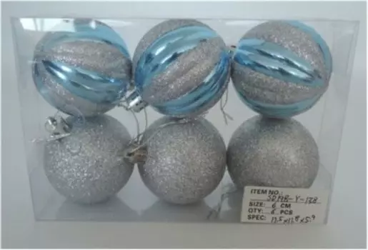Набор ёлочных шаров Европа 6см голубой/серебряный 6шт sd19b-y-138