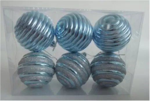 Набор ёлочных шаров Европа 6см голубой/серебряный 6шт sd19b-y-166