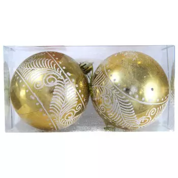 Набор ёлочных шаров с белым узором 2шт 8см золотой sy19stb-159 (or 160,