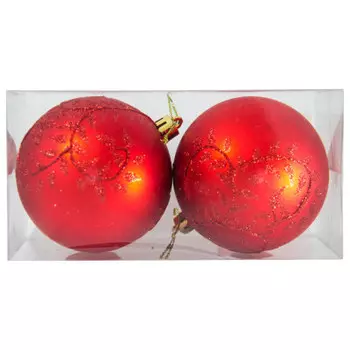 Набор ёлочных шаров с узором 2шт 8см красный sy19stb-075