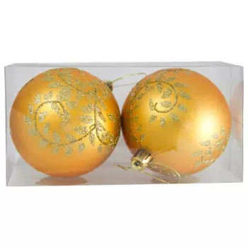 Набор ёлочных шаров с узором 2шт 8см золотой sy19stb-075