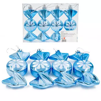 Набор ёлочных украшений Европа 11см в виде конфет голубой 4шт sd19b-y-078