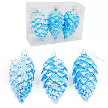 Набор ёлочных украшений Европа 11см в виде шишек голубой 3шт sd19b-y-044