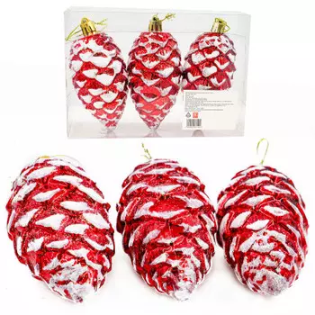 Набор ёлочных украшений Европа 11см в виде шишек красный 3шт sd19b-y-047