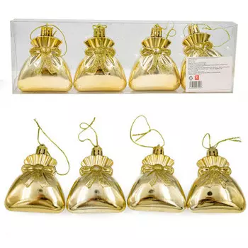 Набор ёлочных украшений Европа 7см в виде мешков золотой 4шт sd19b-y-012
