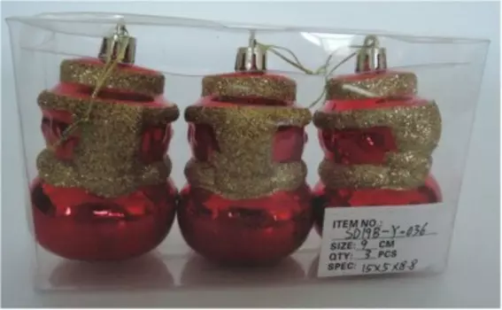 Набор ёлочных украшений Европа 8см в виде снеговиков красный/золотой 3шт sd19b-y-036