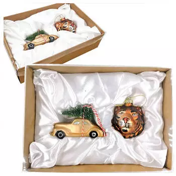 Набор ёлочных украшений Европа автомобиль 11.3 x5x8см тигр 7.7 x7.7 x8см lqb21041101