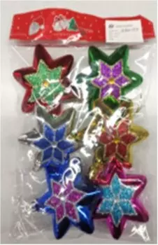 Набор ёлочных украшений европа в виде звездочек 6см 6шт 713300554
