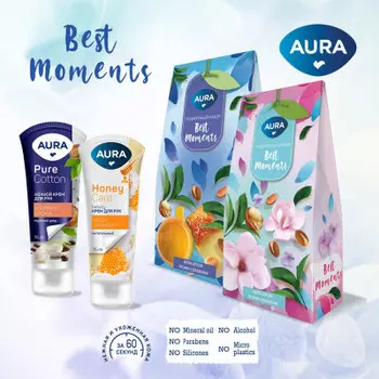 Набор подарочный аура бест моментс крем для рук ночной уход 75 мл+крем для рук с медом 75 мл