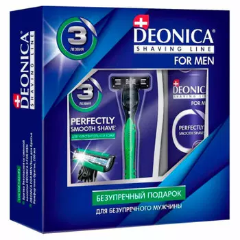 Набор подарочный деоника мен станок с 1 кассетой + пена д/бритья 200мл