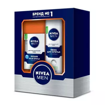 Набор подарочный Nivea Men пена для бритья + лосьон после бритья 2в1 защита и уход