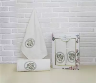 Набор полотенец 3 цветка 50 х90+70 х140 бежевый