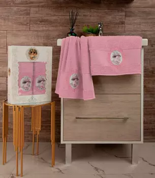 Набор полотенец прованс 50 х90+70 х140 девушка кремовый
