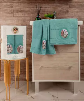 Набор полотенец 50х85+70х135 прованс бабочка минт