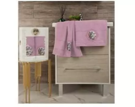 Набор полотенец 50х85+70х135 прованс бабочка пудра