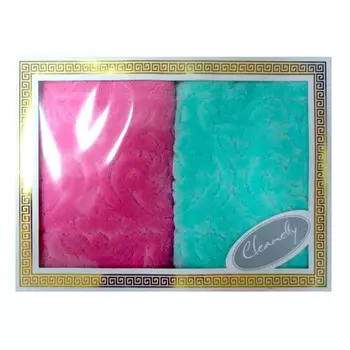 Набор полотенец дм 2 шт 50*90 см инкоронаре розовый+бирюзовая велюр кцс-2601-2528