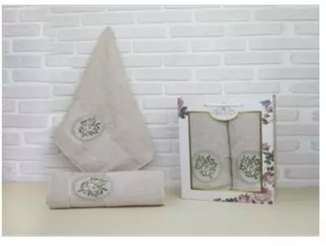 Набор полотенец прованс 50 х90+70 х140 роза бежевый