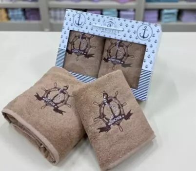 Набор полотенец якорь 50 х90 и 70 х140 коричневый
