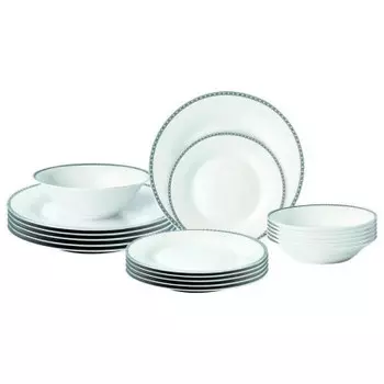 Набор посуды 19пр 6персон 26*19,5*23см Milvis белый серебрянная каемка