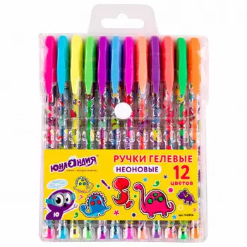 Набор ручек гелевых юнландия 12 шт неон 0, 5 мм 142806