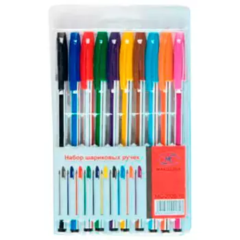 Набор ручек шариковых Basir 10шт белый корпус 10802