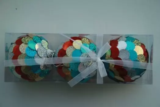 Набор шаров 6 см 3 шт блестки