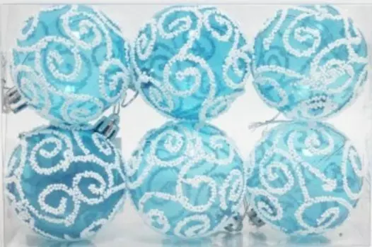 Набор шаров 6 см 6 шт голубые изящные линии sy15 qjh-1012