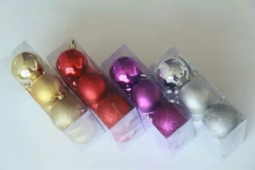 Набор шаров 6 см 9 шт серебряный микс пластик