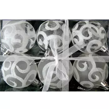 Набор шаров 6см 6шт прозрачный узор пластик п/у