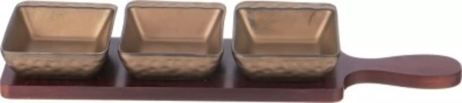 Набор соусников 3 шт бронко бронз 10, 5*8*2.5 см деревянная подставка с ручкой 474-183