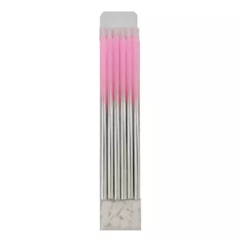 Набор свечей патибум металлик розовый/серебро 15 см с держателями 12 шт