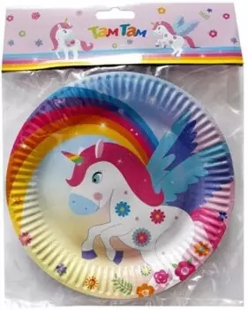 Набор тарелок бумажных натам радужный единорог 18см 6шт 443145-7in