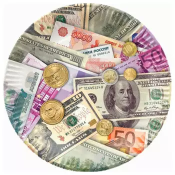 Набор тарелок патибум деньги 23см 6шт бумажные