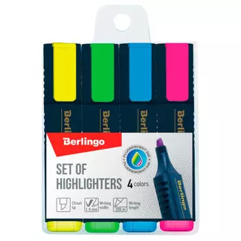 Набор текстовыделителей Berlingo текстлайн hl500 4цв 1-5мм 241043