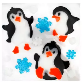 Наклейка на окно 20 х25 см забавные пингвины jelly-20208