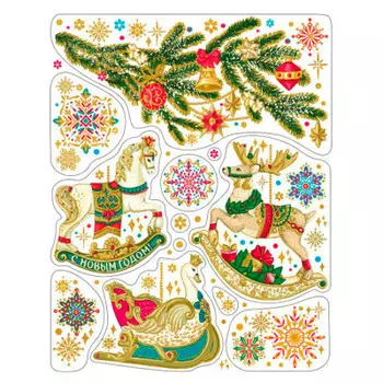 Наклейка на окно магик тайм лошадки и лебедь пвх 30 х38 см 85332