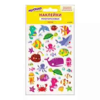 Наклейки мягкие Юнландия морские обитатели 10*15см многоразовые 661826