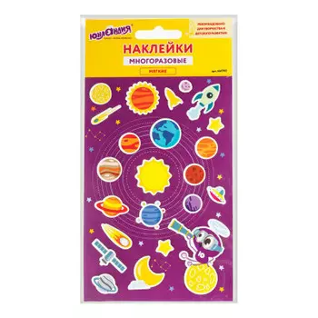 Наклейки мягкие Юнландия юнландик в космосе 10*15см многоразовые 661797