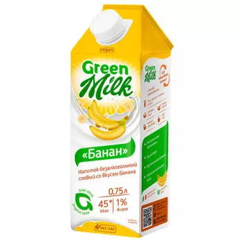 Напиток green milk 0.75 л на соевой основе с бананом