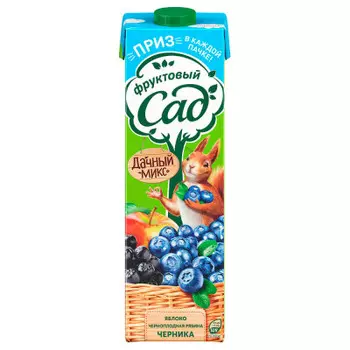 Нектар фруктовый сад 0,95 л яблоко черноплодная рябина черника