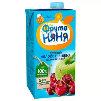 Нектар ФрутоНяня 500мл яблоко и вишня осветленный с 3 лет