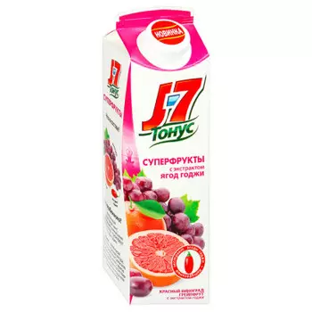Нектар j7 тонус 0.9 л красный виноград грейпфрут с экстрактом годжи