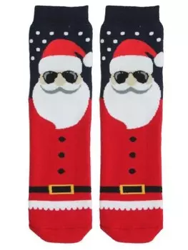 Носки мужские тач р. 27-29 дед мороз на синем/сером новый год 1984