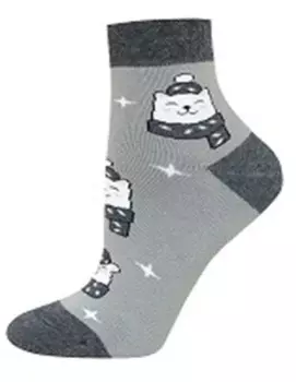 Носки женские брест кошка в шарфике р.25 св.лазурный/св.серый махровые 14 с1407 354