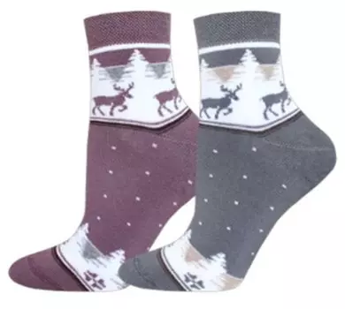 Носки женские брест олени р.25 т.кора/серый махровые 14 с1407 355