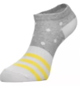 Носки женские чобот р.25 горох/полоски серый-белый-жёлтый короткие 50s-69