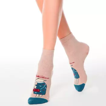 Носки женские конте си хеппи р.23 бежевый 17 с-44 сп