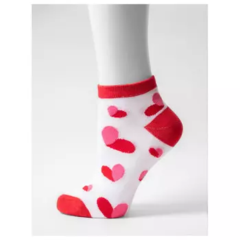 Носки женские ойман р.36-41 белые серца на красном w016-1-b