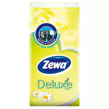 Носовые платки Zewa Deluxe ромашка, 3 слоя, 10шт.